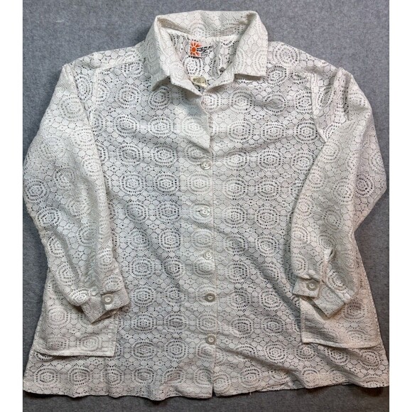 Vintage Sun Glo Of Miami Lace Beach Coverup Sunburst White‎ Womens Size Large - Picture 1 of 10